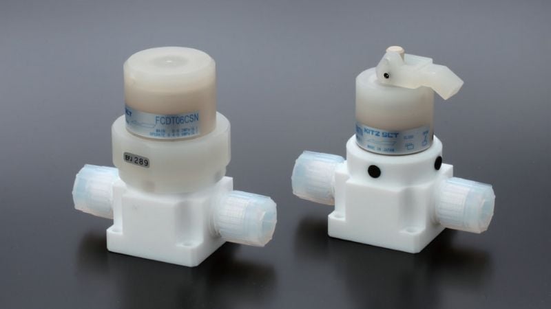 Fluorine resin diaphragm valves for use up to 200°C